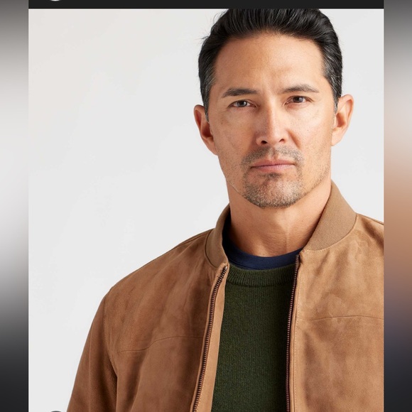 QUINCE 100% Suede Harrington Jacket Mens Size L Color Brown - Picture 3 of 5